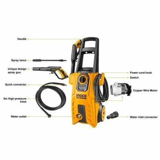INGCO High Pressure Washer 2800W 180 Bar | Copper Motor & Pump HPWR28008