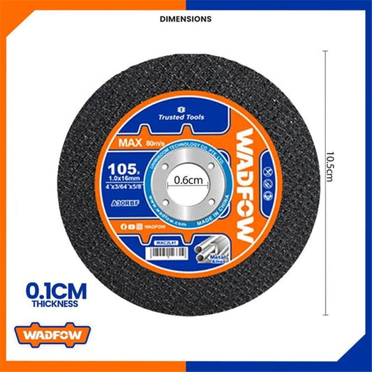 WADFOW Abrasive Cutting Disc 105x1.0x16mm 15pcs in Metal Box WAC2L41