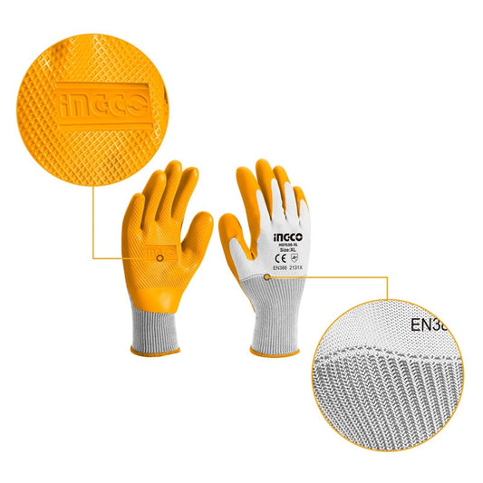 INGCO Latex & Cut Resistance Glove Size XL HGVL08-XL
