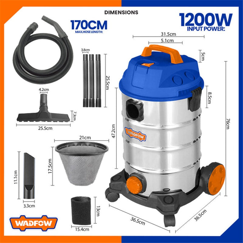 1200W Wet & Dry Vacuum Cleaner 25L - Professional Grade with Blowing Function