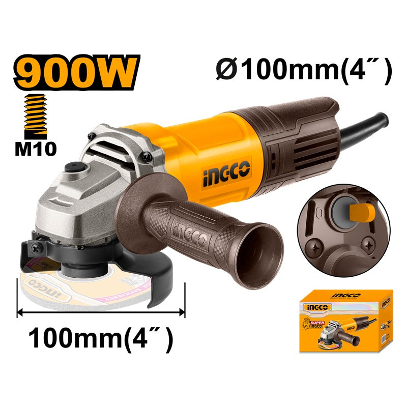 INGCO 100MM (4") ANGLE GRINDER, 900W, AG900282