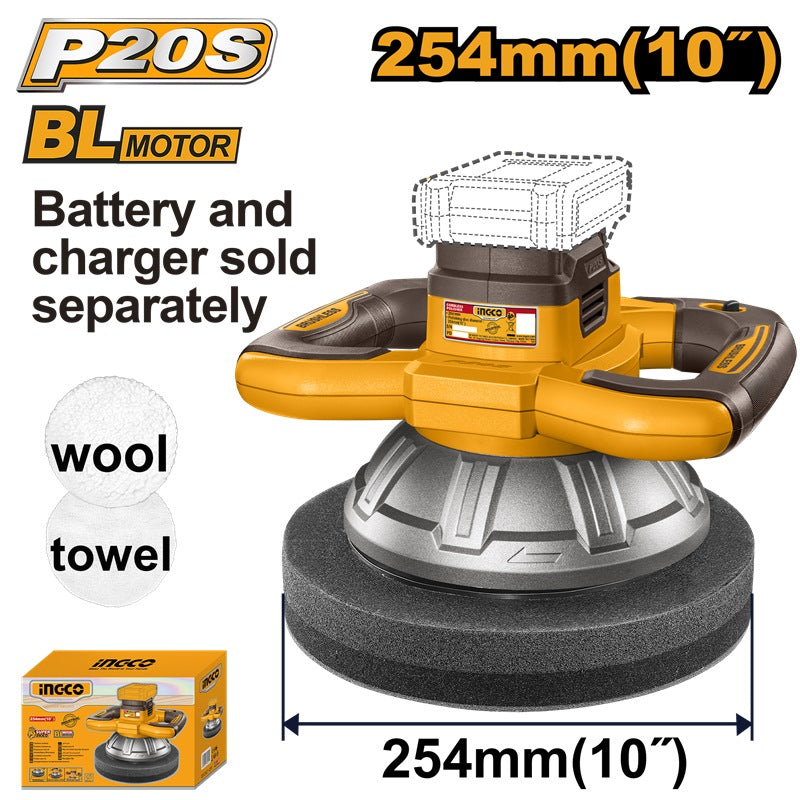 20V Cordless Brushless Polisher 254mm - Professional Grade