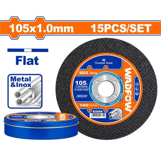 WADFOW Abrasive Cutting Disc 105x1.0x16mm 15pcs in Metal Box WAC2L41