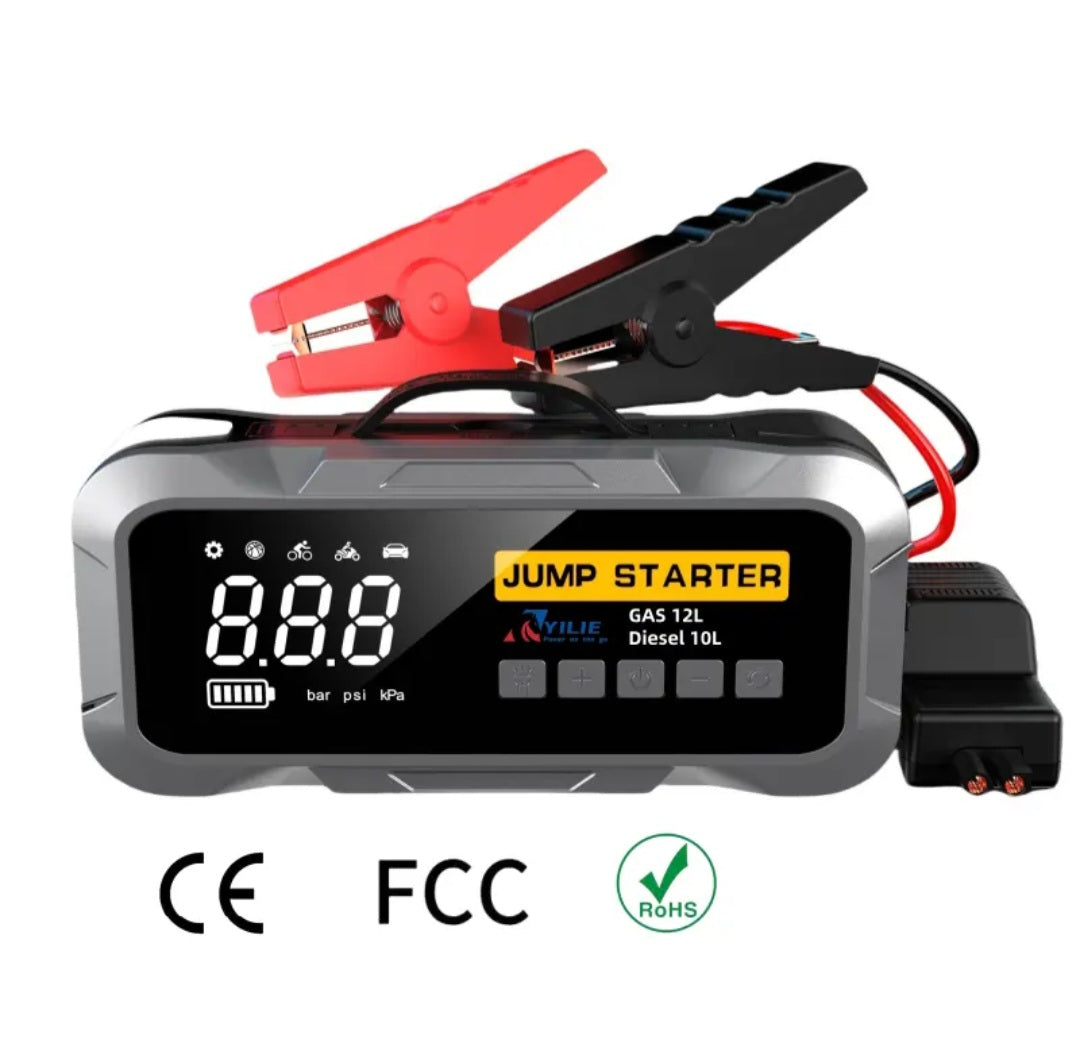 All-in-One Car Emergency Kit - Jump Starter, Air Compressor & Power Bank