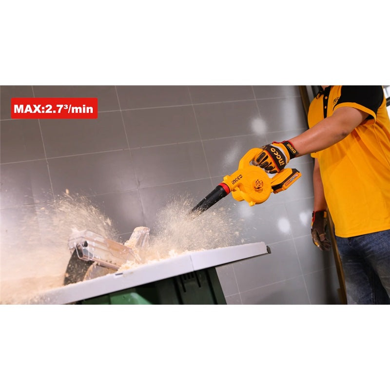 INGCO 20V LI-ION Blower, 18,000 RPM High-Speed, 2.7M3/MIN Air Volume, Complete with 1 x 2.0Ah Battery and Charger CABLI20781