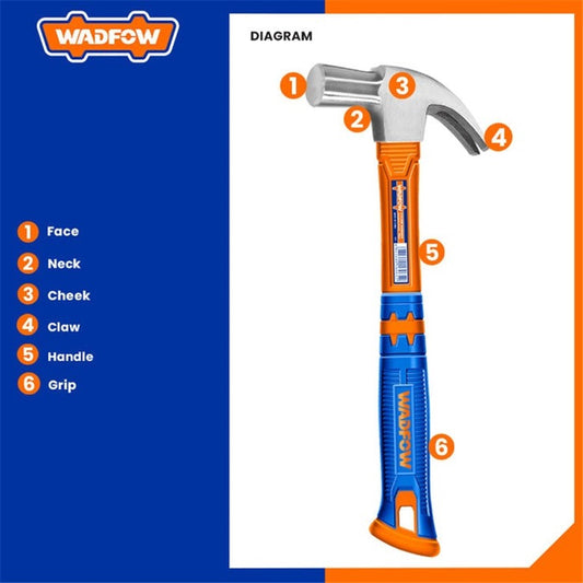 WADFOW 27mm British Type Claw Hammer with Fiberglass Handle
