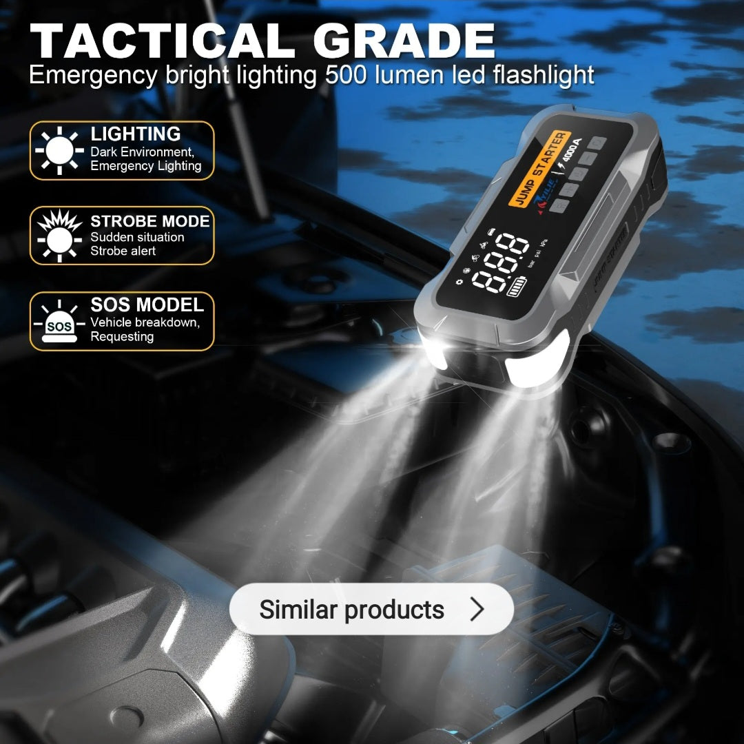 All-in-One Car Emergency Kit - Jump Starter, Air Compressor & Power Bank