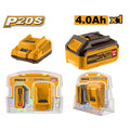 INGCO 20V 1X4.0AH BATTERY FBLI20011 + CHARGER FCLI2001 PS PACK FBCPK1214