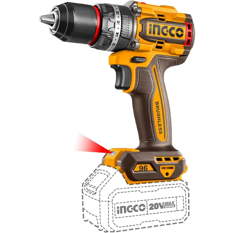 INGCO 2PCS 850NM 1/2" IMPACT WRENCH + 96NM IMPACT DRILL SET COSLI250586