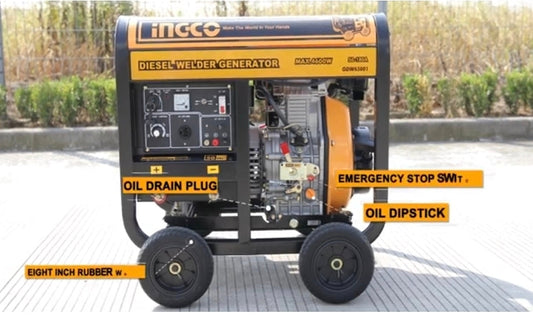 INGCO Diesel Welder & Generator Electric Start Max 180A, 4.6KW GDW65001