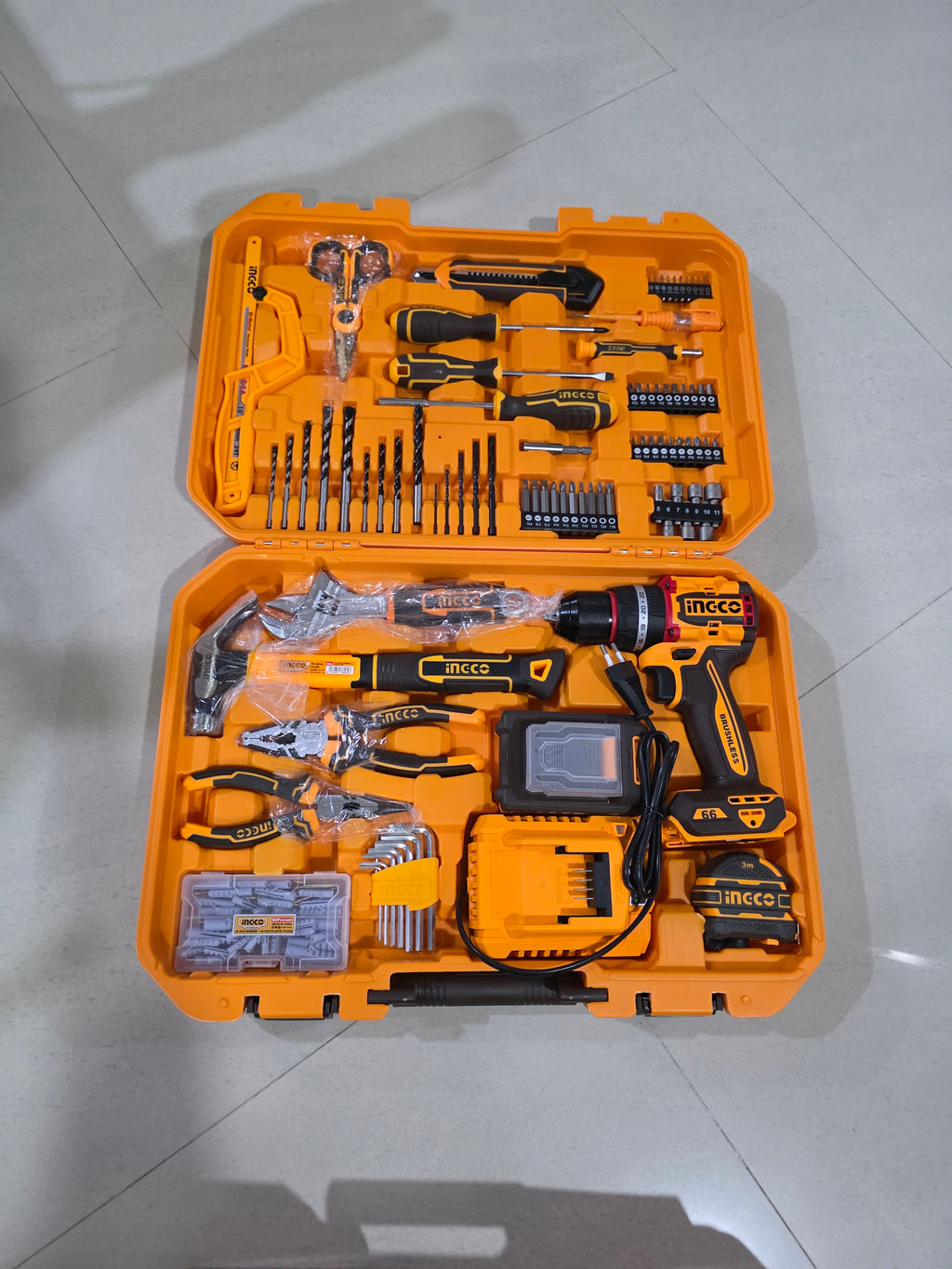INGCO 20V Li-Ion Impact Drill 165PCS Tool Kit Set HKTHP11651