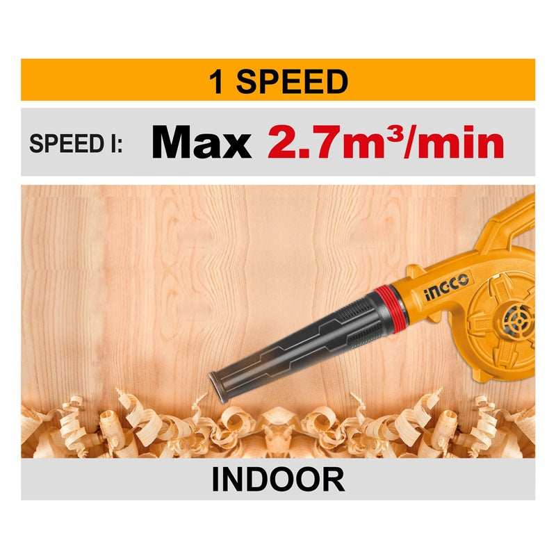 INGCO 20V LI-ION Blower, 18,000 RPM High-Speed, 2.7M3/MIN Air Volume, Complete with 1 x 2.0Ah Battery and Charger CABLI20781