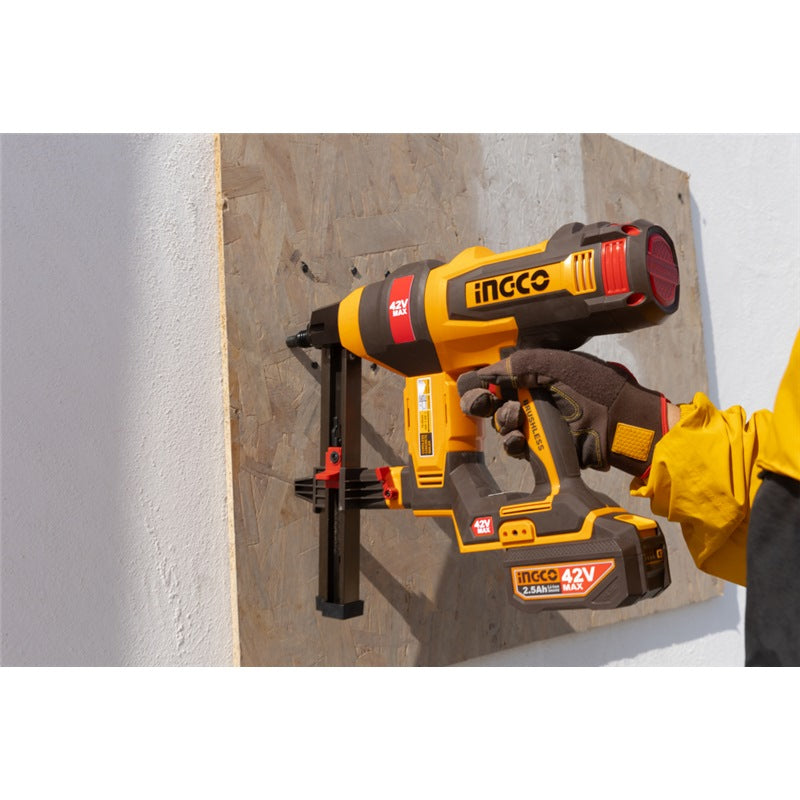 INGCO 42V BL CONCRETE NAILER W/27MM NAILS 2X2.0AH+CASE CCNLI420602