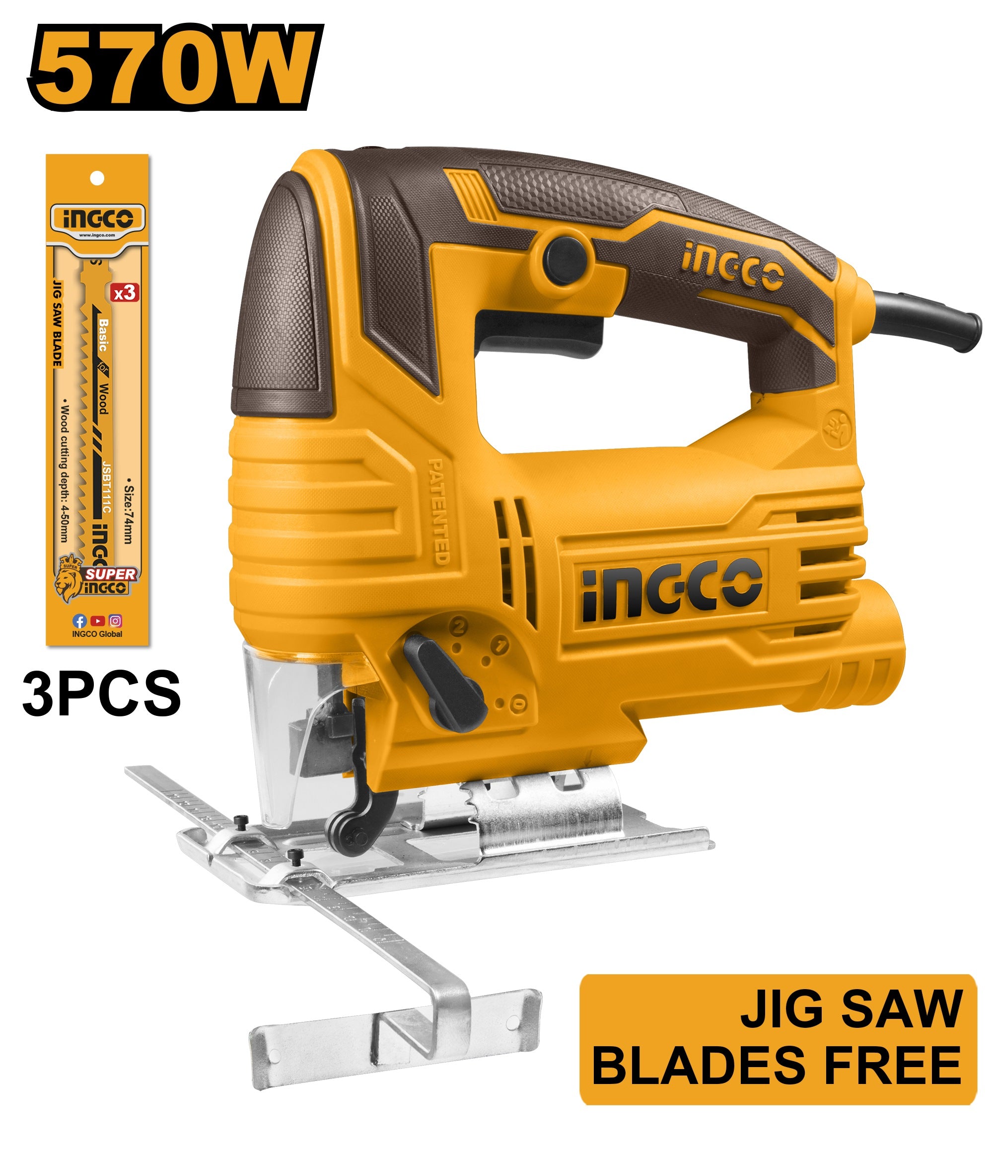 INGCO Professional Jigsaw 570W - Variable Speed Orbital Jigsaw