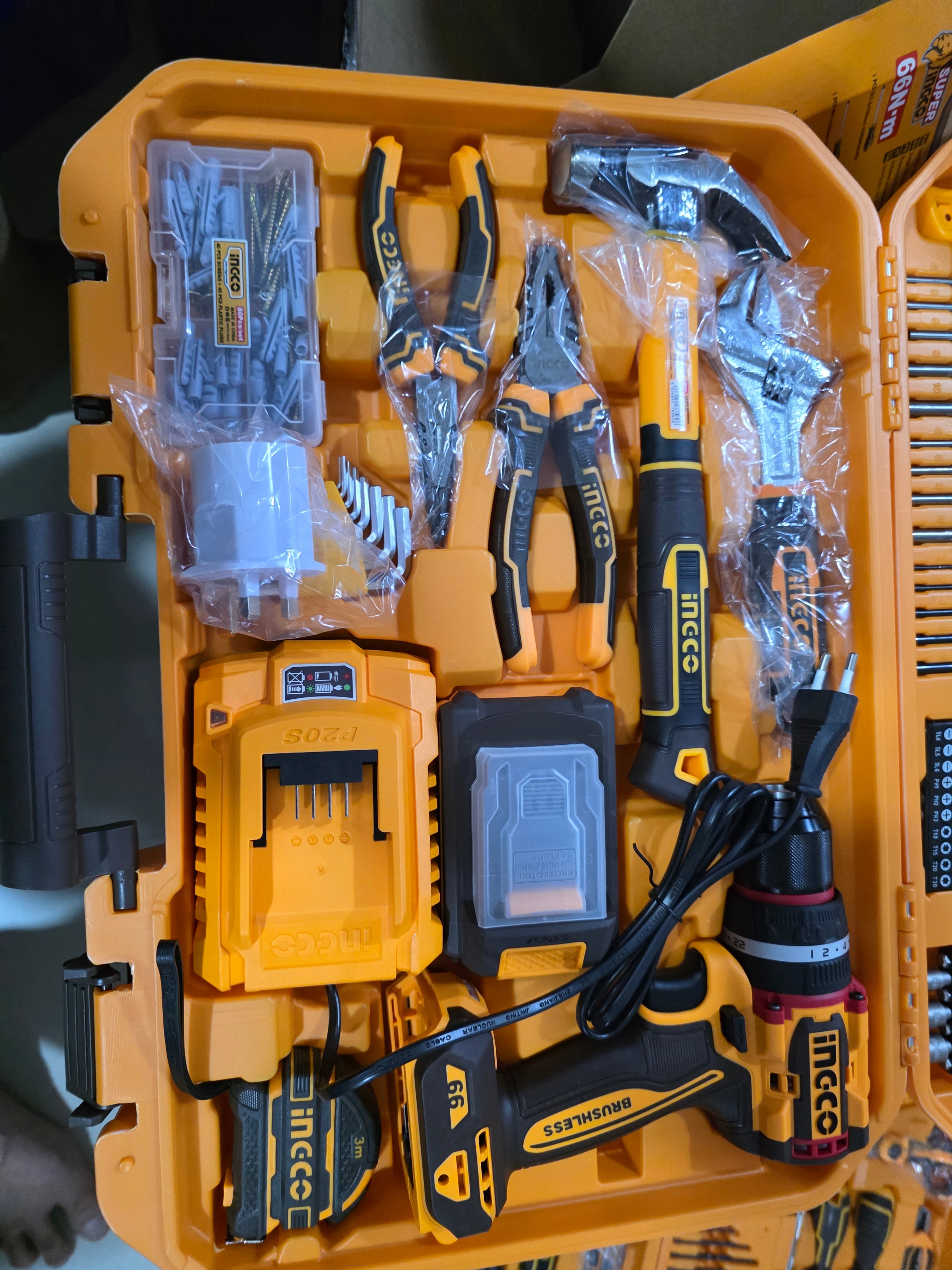 INGCO 20V Li-Ion Impact Drill 165PCS Tool Kit Set HKTHP11651