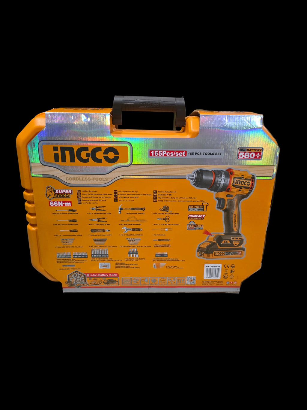 INGCO 20V Li-Ion Impact Drill 165PCS Tool Kit Set HKTHP11651