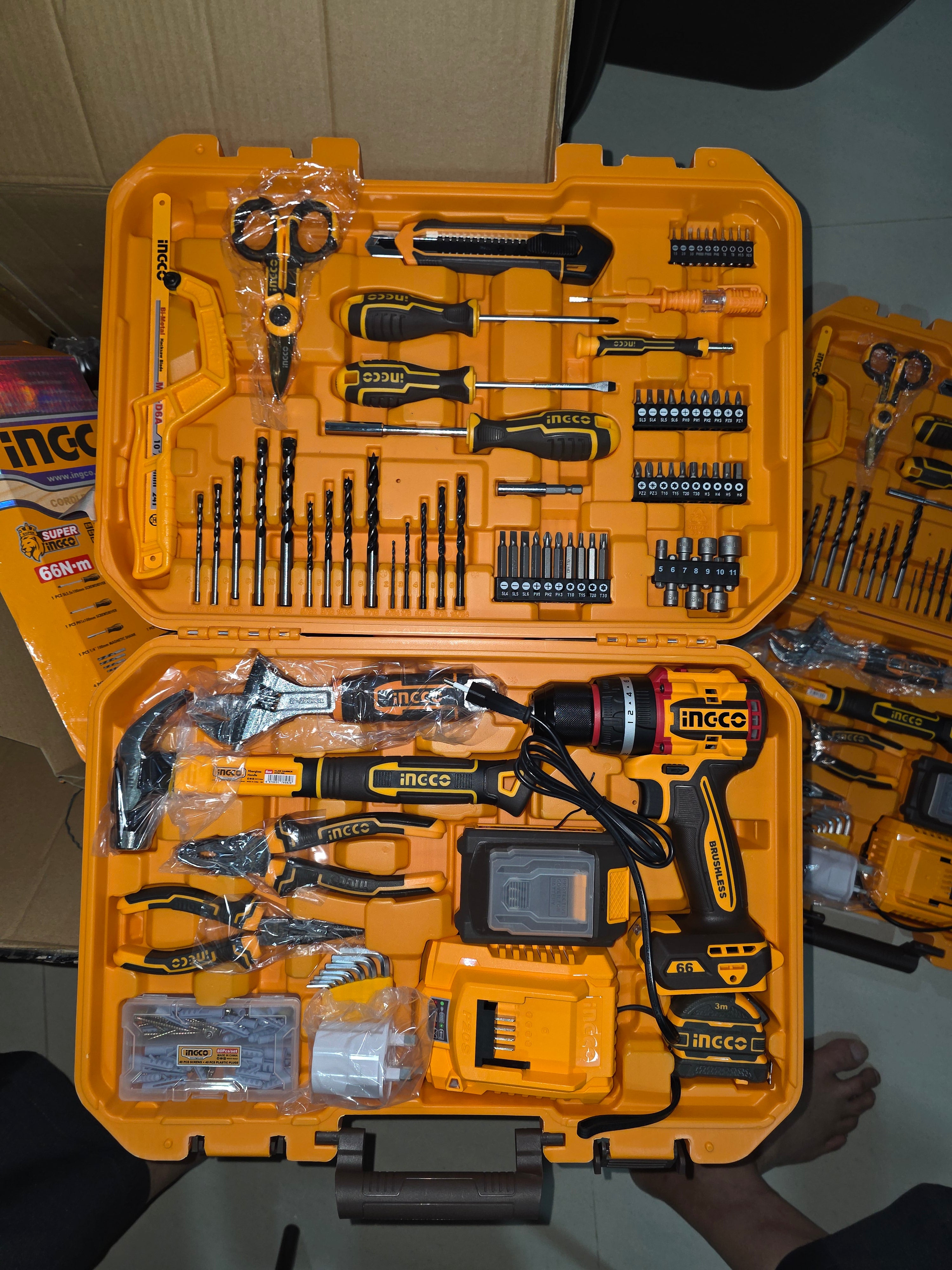 INGCO 20V Li-Ion Impact Drill 165PCS Tool Kit Set HKTHP11651