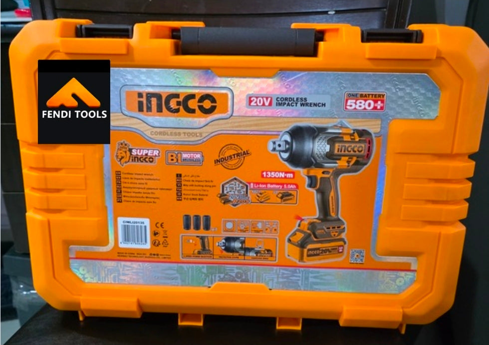 INGCO 20V Brushless Cordless Impact Wrench 3/4" - 1350Nm Complete Set