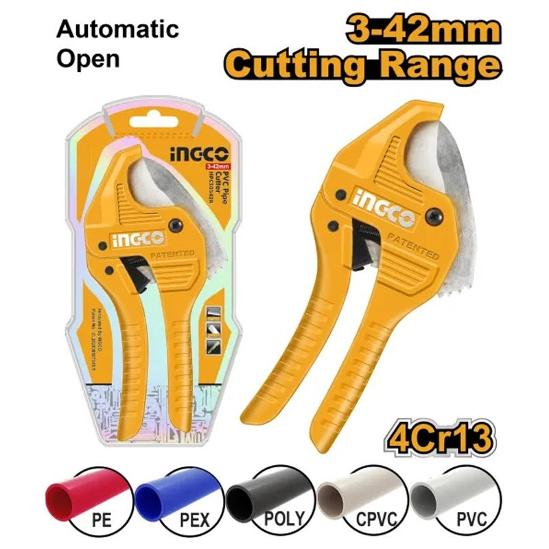 INGCO INDUSTRIAL PVC PIPE CUTTER CAP:42MM, LENGTH 203MM HPCS05428