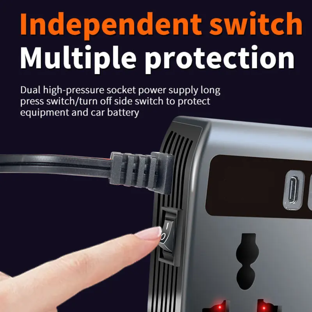Fenditools Universal 12V/24V Car Inverter Converter Truck Charging Power Outlet with Cigarette Lighter Car 220V Charging Interface