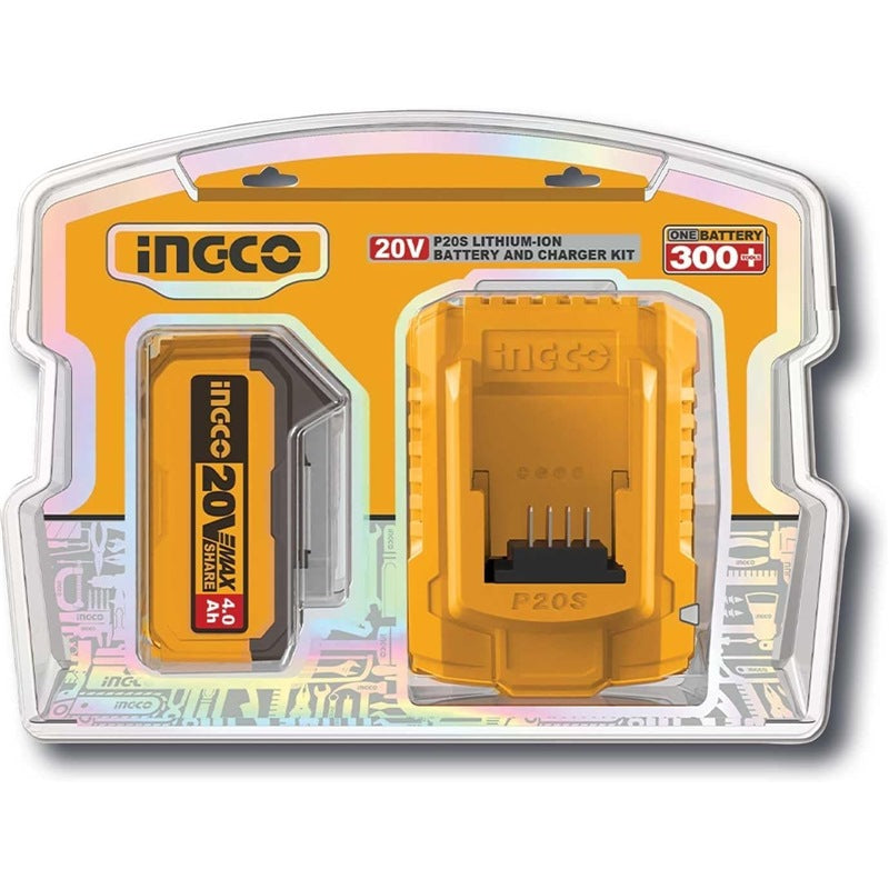 INGCO 20V 1X4.0AH BATTERY FBLI20011 + CHARGER FCLI2001 PS PACK FBCPK1214