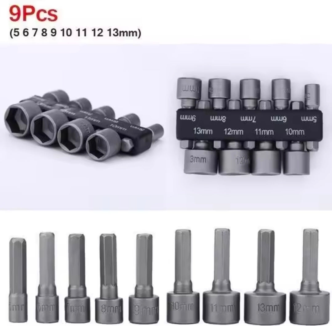 Fenditools 14-in-1 Hex Nut Driver Socket Bit Set (Metric & SAE — 1/4" Shank