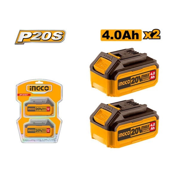 INGCO 20V 2PCS 4.0AH Battery Value Pack COSLI240312