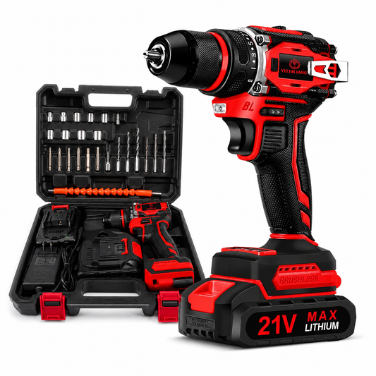 Fenditools 21V Brushless Cordless Drill 60-80Nm | 2x Battery + Charger + Case + Accessories